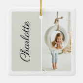 Minimal zwei Foto, benutzerdefinierter Name Light  Keramikornament (Rückseite)