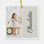 Minimal zwei Foto, benutzerdefinierter Name Light  Keramikornament (Vorderseite)