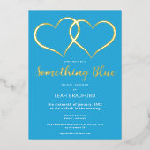 Minimal zwei Herz etwas blaues Brautparty Folieneinladung (Vorderseite)
