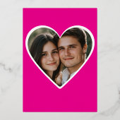 Minimal zwei Herz Hot Pink Paare Dusche Foto Folieneinladung (Rückseite)