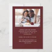 Minimal zweiFoto Burgundy Red Script Save The Date (Rückseite)