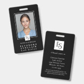 MinimalBlack White Script Lash Photo Logo Ausweis (Front & Back)