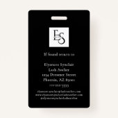 MinimalBlack White Script Lash Photo Logo Ausweis (Rückseite)