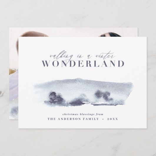 Minimalblau abstrakte Aquarellfarbe Weihnachten 1  (Vorne/Hinten)