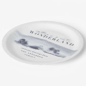 Minimalblau abstrakte Aquarellfarben Weihnachten P Pappteller (Schrägansicht)