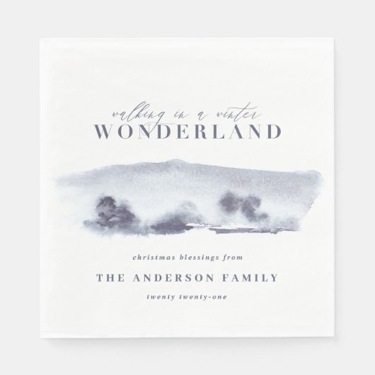 Minimalblau abstrakte Aquarellfarben Weihnachten P Serviette (Vorderseite)