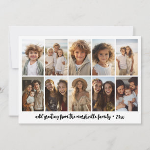 Minimale 10-Foto-Collage - Grundlegendes weißes Ra Feiertagskarte
