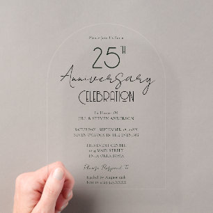 Minimale 25. Hochzeitstag-Feier Acryleinladungen