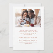 Minimale 2-Foto-Script-Terrakotta Save The Date (Rückseite)