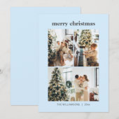 Minimale 3-Foto-Collage Frohe Weihnachten Hellblau (Vorne/Hinten)