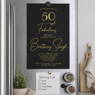 Minimale 50 und Fabelhafte Schwarze 50. Geburtstag Einladung