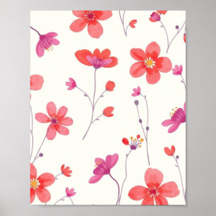 Minimale abstrakte Blumen-Linienkunst-Wandposter Poster