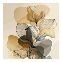Minimale abstrakte botanische Linienkunstgestaltun