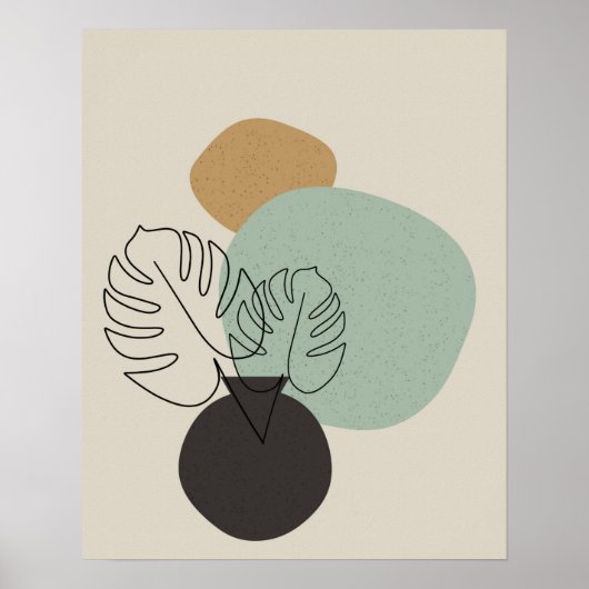 Minimale Abstrakte Monstera Leaf 1 Linie Kunstdruc Poster (Vorne)