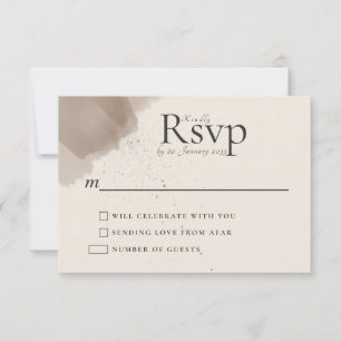 Minimale abstrakte Pinsel-und-Tinte-Hochzeits-RSVP RSVP Karte