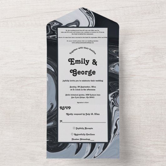 Minimale Abstrakte Schwarz-Weiß-Malerei All In One Einladung (Innen Boden)