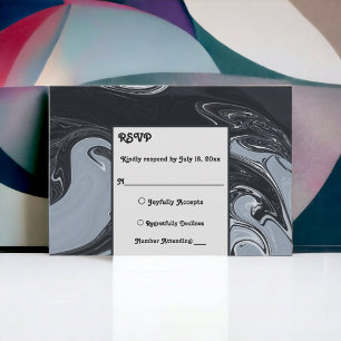 Minimale Abstrakte Schwarz-Weiß-Malerei RSVP Karte
