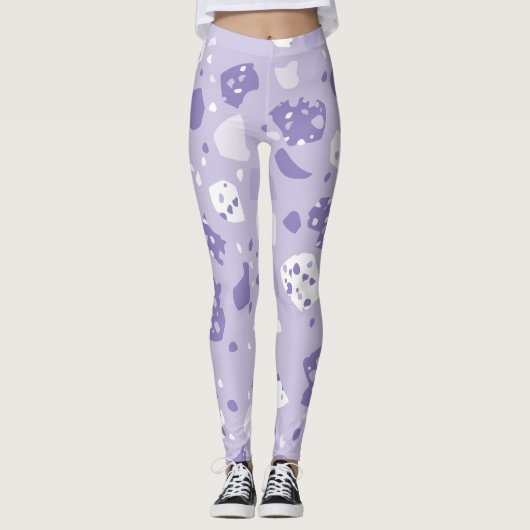 Minimale abstrakte violette Muster Leggings (Vorderseite)