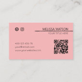 Minimale abstrakte Weibchen schwarz und rosa Visitenkarte (Rückseite)