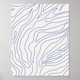 Minimale Abstraktion in Cremeweiß und Blau Poster