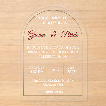 Minimale Akryllische Hochzeitseinladung.