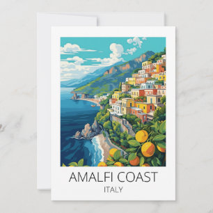 Minimale Amalfi-Küste Italien Vintage-Reise Karte