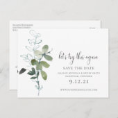Minimale Änderung des Datums Eukalyptus-Hochzeit Ankündigungspostkarte (Vorne/Hinten)