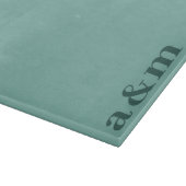 Minimale Anfangsbuchstaben-Monogramm Türkisblau Schneidebrett (Ecke)