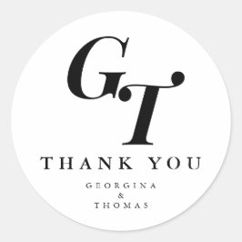 Minimale Anfangswerte | Moderne elegante Hochzeit Runder Aufkleber