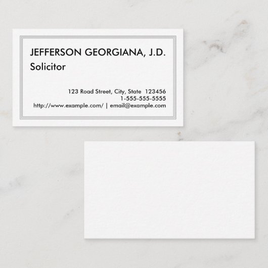 Minimale Anwaltskarte Visitenkarte (Vorne/Hinten)