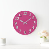 Minimale Anzahl Grau Grau Minze Pink Fuchsia Große Wanduhr (Zuhause)
