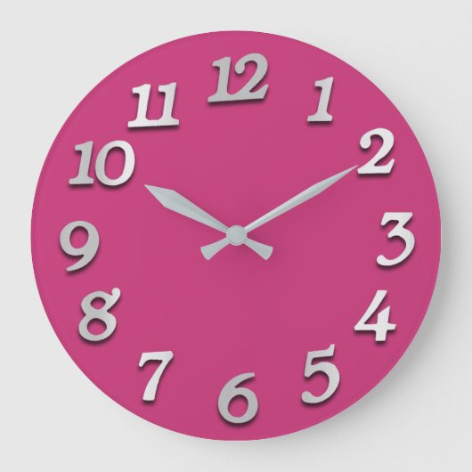 Minimale Anzahl Grau Grau Minze Pink Fuchsia Große Wanduhr (Vorderseite)