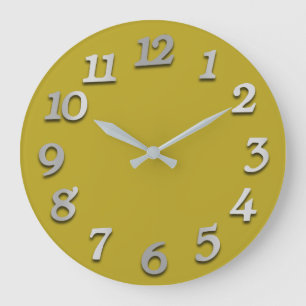 Minimale Anzahl Grau Silver Gray Yellow 3D Mustard Große Wanduhr