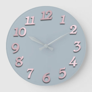 Minimale Anzahl Gray Gray Blue Pastel Elegante Große Wanduhr