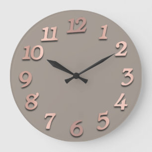 Minimale Anzahl Rose Gold Beige Grau Metallic 3D Große Wanduhr