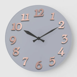 Minimale Anzahl Rose Gold Blue Gray Metallic 3D Große Wanduhr