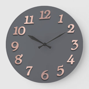 Minimale Anzahl Rose Gold Grau Grau Metallic 3D Große Wanduhr