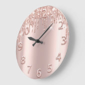 Minimale Anzahl Rose Rosa Tropfen Metallische 3D Große Wanduhr (Winkel)