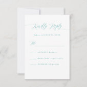 Minimale Aqua-Blau-RSVP-Kalligrafie-Antwortkarte RSVP Karte (Vorderseite)