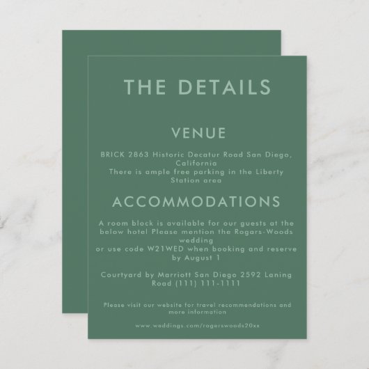 Minimale Aquamarine Einladung zur Hochzeit (Vorne/Hinten)