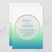 Minimale Aquamarine Einladung zur Hochzeit (Vorne/Hinten)