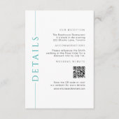 Minimale Aquamarine Hochzeitdetails QR-Code einfüg Begleitkarte (Vorderseite)