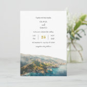 Minimale Aquamarine Ocean Coastal Mountain Beach H Einladung (Stehend Vorderseite)