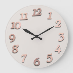 Minimale arabische Zahlen Rose Grau-Gold-Blush Große Wanduhr