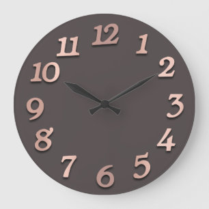 Minimale arabische Zahlen Rose Grau Gold Khaki Große Wanduhr