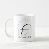 Minimale Arch Black Schrift Initiale E Namensmonog Kaffeetasse (Links)