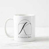 Minimale Arch Black Schrift Initiale K Namensmonog Kaffeetasse (Links)