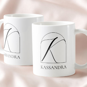 Minimale Arch Black Schrift Initiale K Namensmonog Kaffeetasse