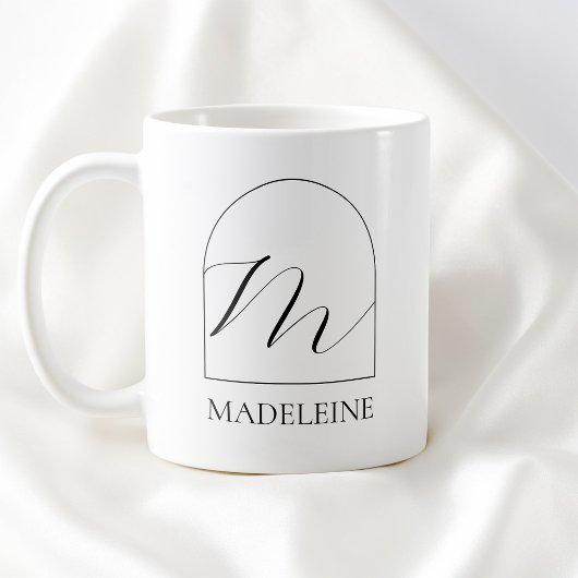 Minimale Arch Black Schrift Initiale M Namensmonog Kaffeetasse