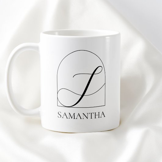 Minimale Arch Black Schrift Initiale S Namensmonog Kaffeetasse